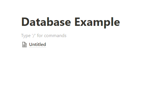 Screenshot of successfully created ‘Untitled’ database in the UI.